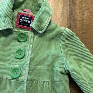 Mini Boden Green Apple Corduroy Coat